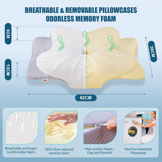 Linomag Ортопедична възглавница с Memory Foam 40x18x18см в Бежов цвят