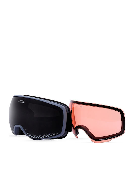 Snob Milano Μάσκα Σκι & Snowboard Ενηλίκων Γκρι με Φακό Καθρέπτη σε Γκρι Χρώμα