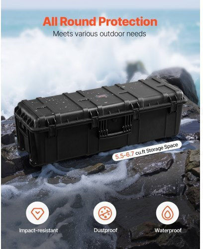 Vevor 5.5 Cubic Feet Waterproof Hard Case 3 Handles Large Capacity Black Case Ffystx72lfycxyxh8v0