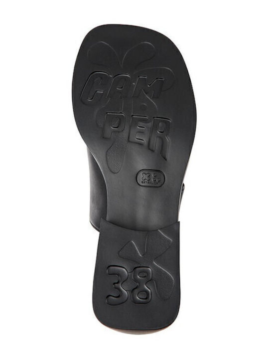 Twins Leather Women's Flat Sandals in Black Color