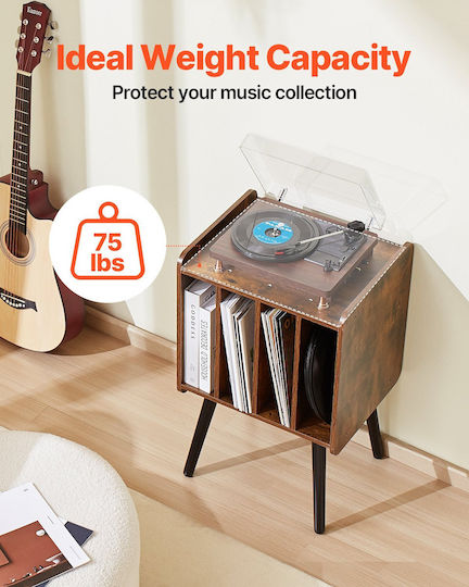 Vevor Vinyl Record Stand Wooden 2-Tier Up to 100 Albums Brown