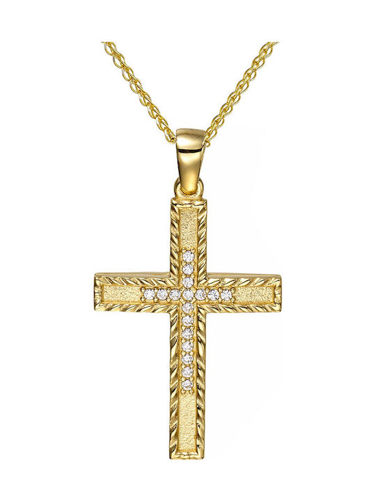 Papoulidis Jewellery Women's Gold Cross 14K Double Sided