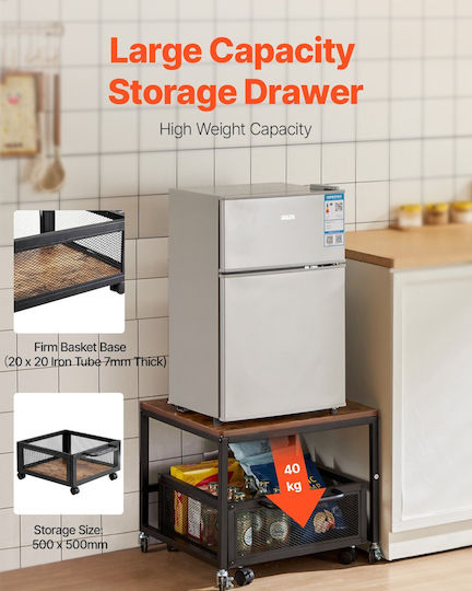 Mini Refrigerator Stand Vevor 198 lbs Storage Cart Swivel Wheels Open Brown