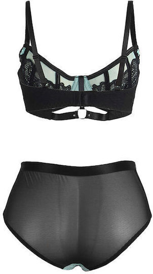 Subblime 955557 Green Patent Leather Mesh Zipper Bra Set