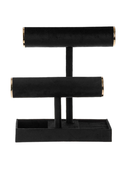 Stand Pentru Bijuterii Din Catifea Neagră 24x10x27.5cm