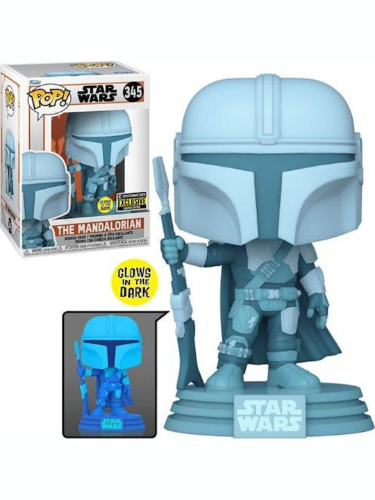 Funko Pop! Filme: Star Wars: Der Mandalorianer - Mandalorian (Hologramm) 345 Wackelkopf & Leuchtet im Dunkeln Sonderausgabe