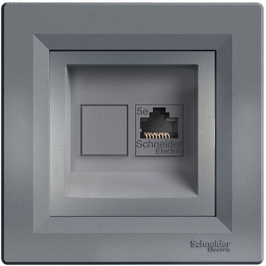 Schneider Electric Asfora Μονή Πρίζα Δικτύου RJ45 χωρίς Πλαίσιο Τύπου Cat5 σε Γκρι Χρώμα EPH4300162