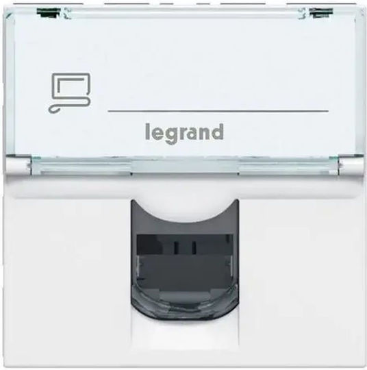 Legrand Mosaic Μονή Πρίζα Δικτύου RJ45 με Πλαίσιο Τύπου Cat6 σε Λευκό Χρώμα 076564