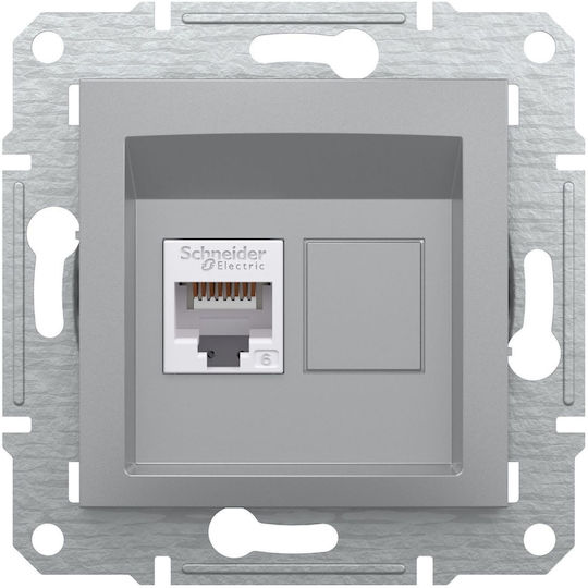 Schneider Electric Asfora Single Prize de rețea RJ45 fără cadru De tip Cat6 în culoarea Argintiu EPH4700161