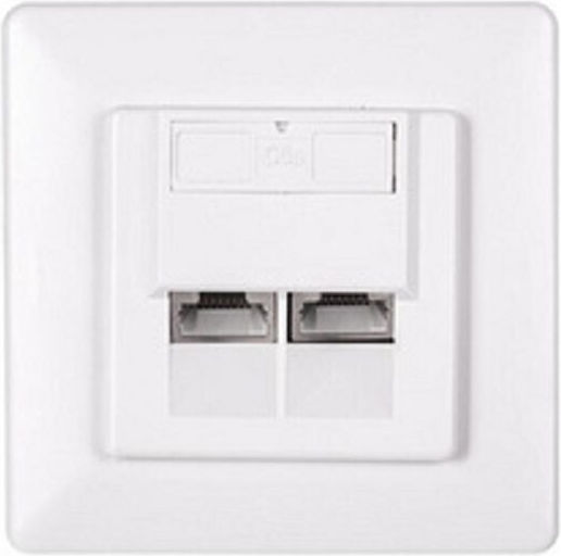 Netrack Double Network Socket RJ45 with Cat6 Type Frame in White Color 106-14