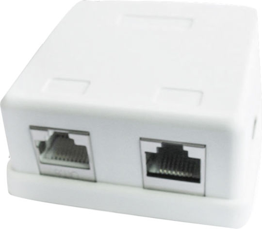 Cablexpert Doppelter Extern Netzwerksteckdose RJ45 Typ Cat5 in Weiß Farbe CAT5e GM-SMB2