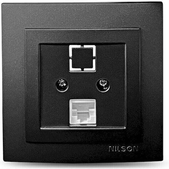 Geyer Priză De Rețea RJ45 Single Cu Cadru Tip Cat5 În Culoare Neagră 24381044