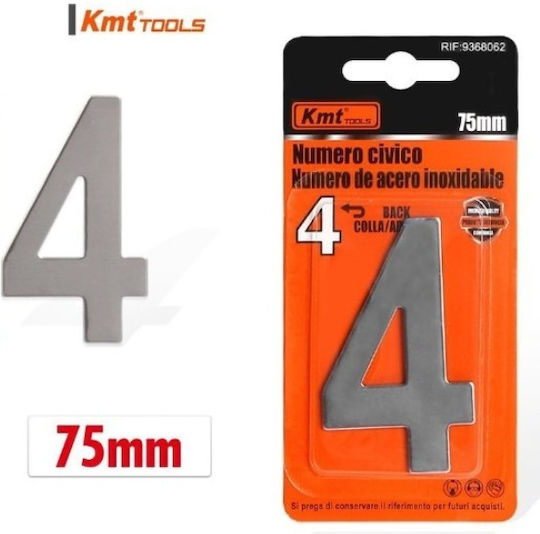 KMT Tools Sign with Number in Silver Color Inox 7.5cm 9368062
