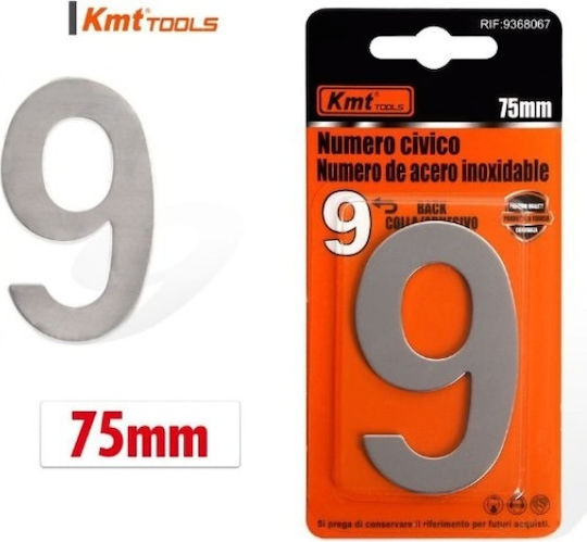 KMT Tools Sign with Number in Silver Color Inox 7.5cm 9368067