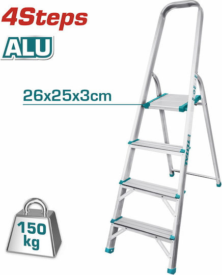 Total Aluminum Ladder Ladder Aluminum with 3+1 Steps 260cm