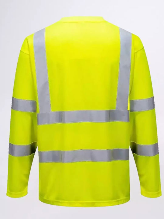 Portwest Men's Long Sleeve Work Sweatshirt Yellow with Reflective Tapes