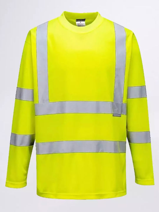 Portwest Men's Long Sleeve Work Sweatshirt Yellow with Reflective Tapes
