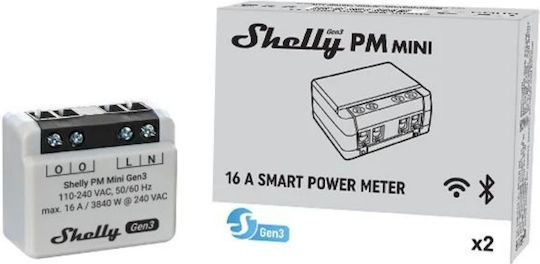 Shelly PM Mini Gen3 Smart Switch 1 Καναλιού Wi-Fi, Bluetooth & RF 16A (με Ουδέτερο)