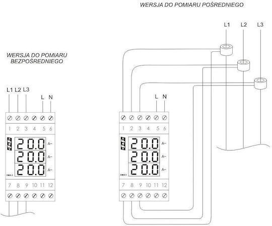 F&F Digital Strommessgerät Elektrische Messgeräte Schiene Dreiphasig DMA-3
