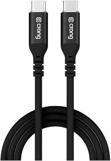 Crong Link Cablu USB 2.0 Braided USB-C Masculin - USB-C 100W PD Negru 2m