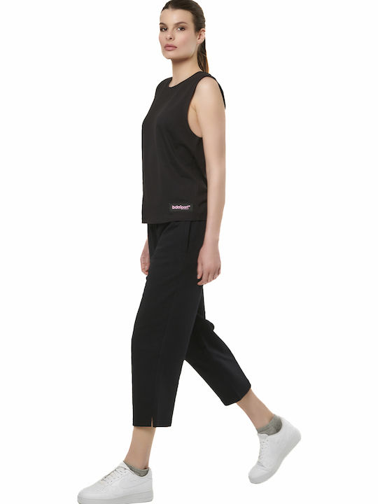 Damen Bluse Baumwolle Ärmellos Schwarz