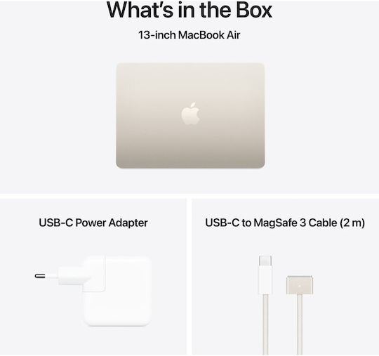 Apple MacBook Air 13.6" IPS Retina Display (M4-10-Core/16GB/256GB SSD/8-Core GPU) with 30W Charger Starlight (GR Keyboard)