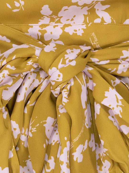 Damen Bluse Langärmelig Blumen GOLD