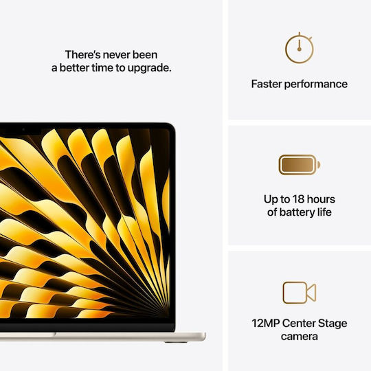 Apple MacBook Air 15.3" IPS Retina Display (M4-10-Core/16GB/256GB SSD/10-Core GPU) with 35W Charger (Dual Port) Starlight (Greek Keyboard)