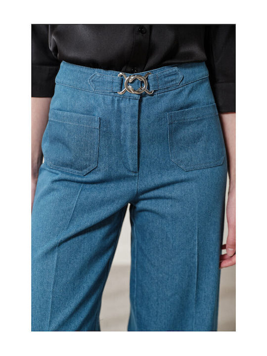 Asher Women's Fabric Trousers Denim