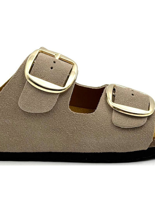 Betty Leather Women's Flat Sandals Anatomic Afelpado Piedra