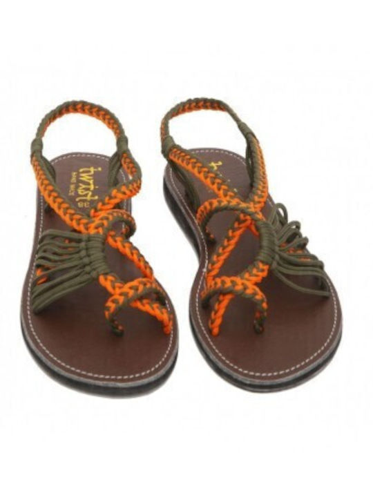 Γυναικεία Σανδάλια KAKI/ORANGE