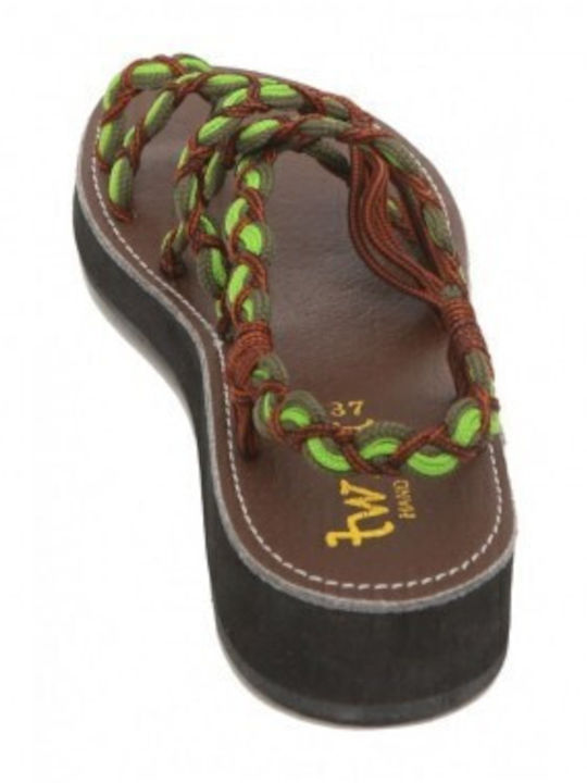 Women's Flat Sandals TAN SPOT/GREEN