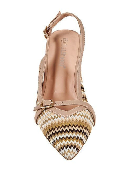 Pumps mit Riemchen & hoher Absatz Beige