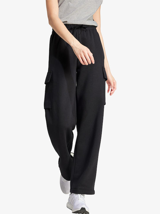 adidas Essentials Linear Παντελόνι Φόρμας Fleece Μαύρο