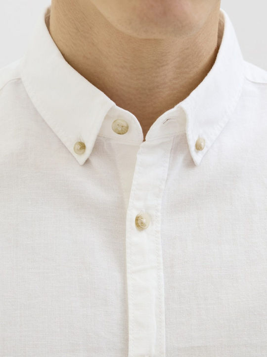 Long-sleeved Linen Shirt White