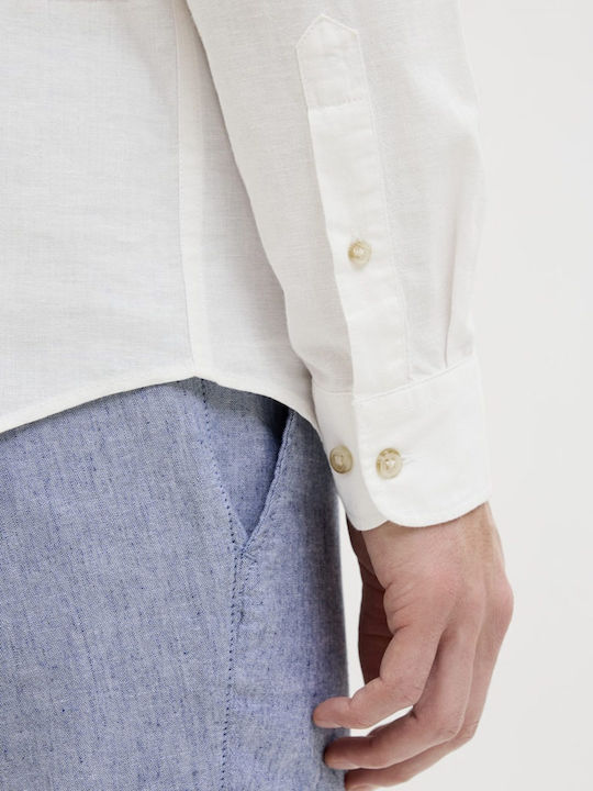 Long-sleeved Linen Shirt White