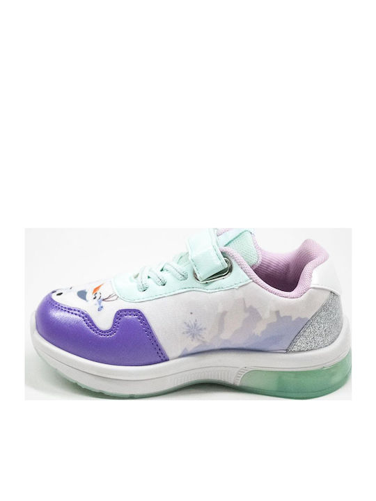 Frozen Παιδικά Sneakers Ανατομικά με Σκρατς & Φωτάκια Λιλά