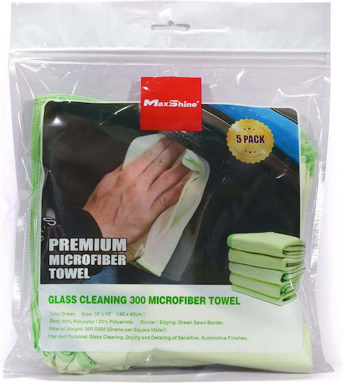 Maxshine Cloth Microfiber Cleaning / Drying for Windows Car 300gsm Green 40x40cm