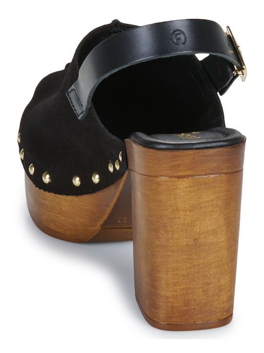 Mules with Chunky Heel in Black Color