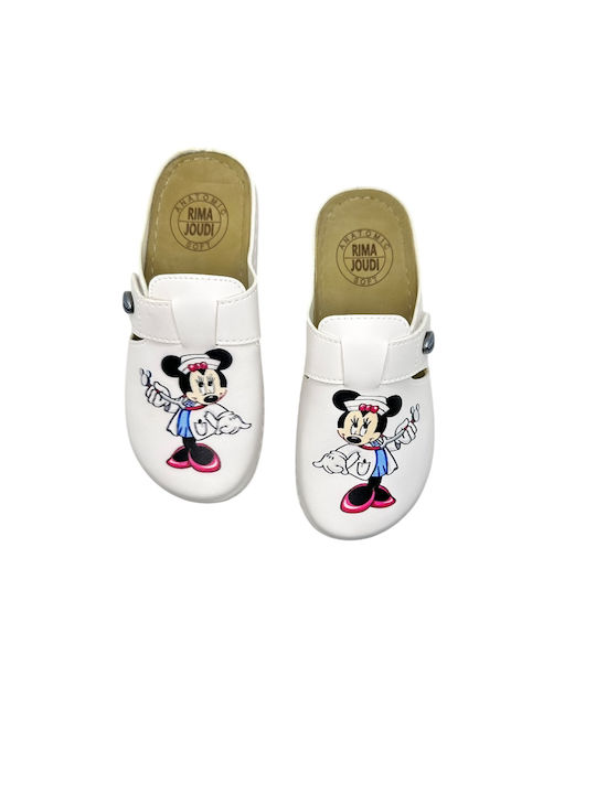 Femei Sabot White with Nurse Print