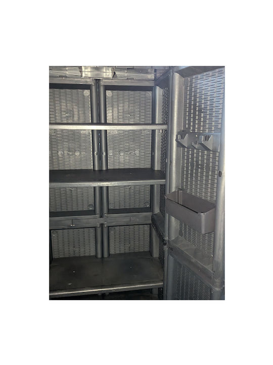 Double Door Wardrobe Plastic with 4 Shelves 70x44x173cm