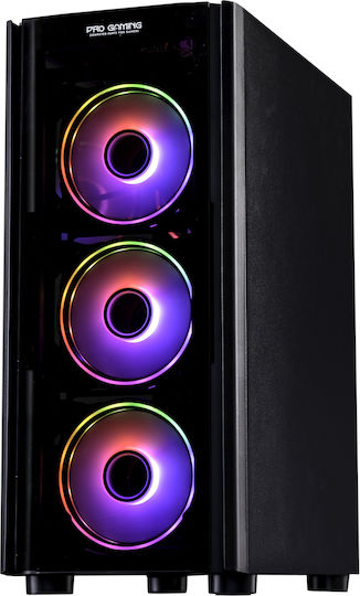 ProGaming Pro Gaming Blaze Midi Tower Computer Case with Side Window and ARGB Lighting Black