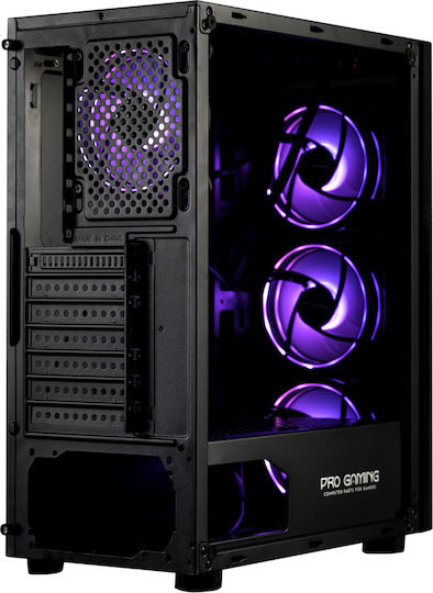 ProGaming Pro Gaming Blaze Midi Tower Computer Case with Side Window and ARGB Lighting Black