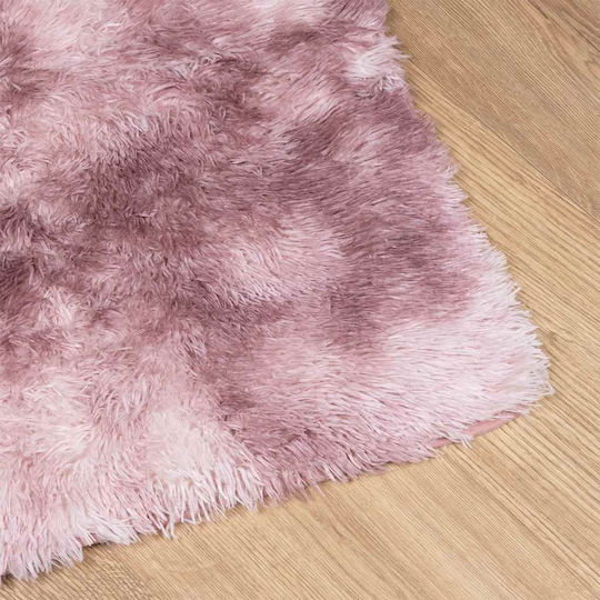 vidaXL Rutschfest Teppich Rechteckig Zottelig Synthetisch,Polyester/Cotton/Leather Dk. Pink