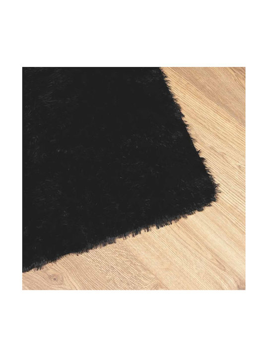 vidaXL Anti-slip Rug Rectangular Shaggy Black