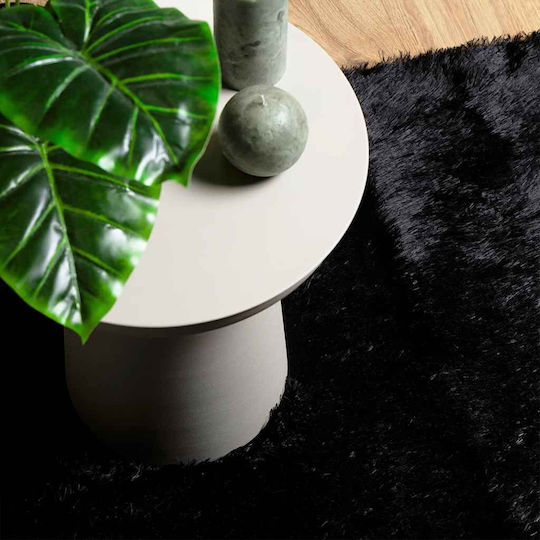 vidaXL Rutschfest Teppich Rechteckig Zottelig Synthetisch,Polyester/Cotton/Leather Black