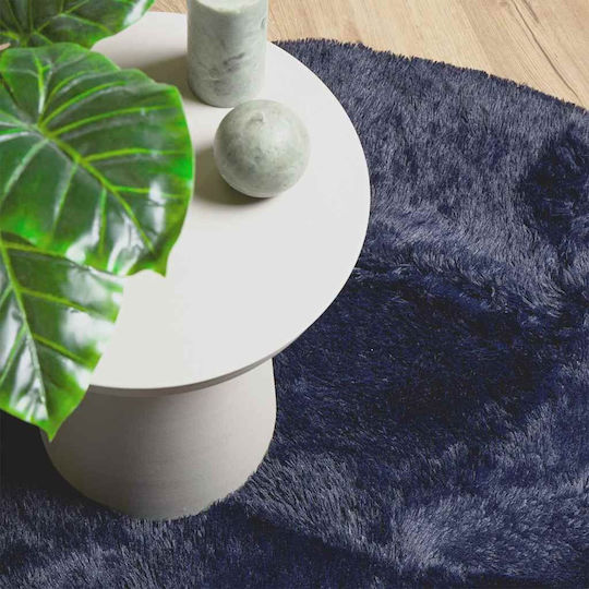 vidaXL Navarra Rutschfester Runder Shaggy-Teppich Blau Ø100 cm