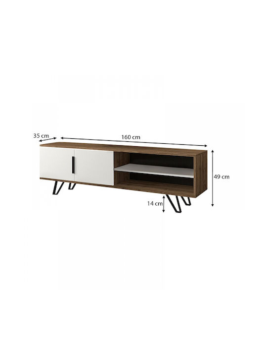 TV Stand Foot Walnut - White L160xD35xH49cm