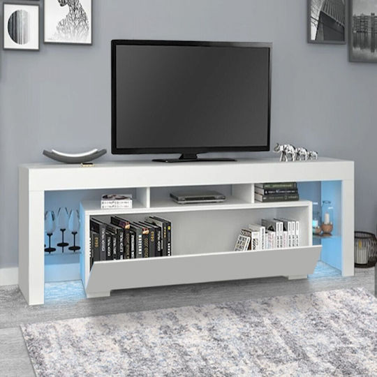 Έπιπλο Τηλεόρασης Stilo με Φωτισμό LED Λευκό Μ150xΠ37xΥ52cm