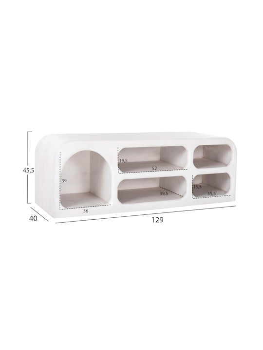 TV-Ständer Handyr aus Massivholz Weiß M130xT40xH45cm
